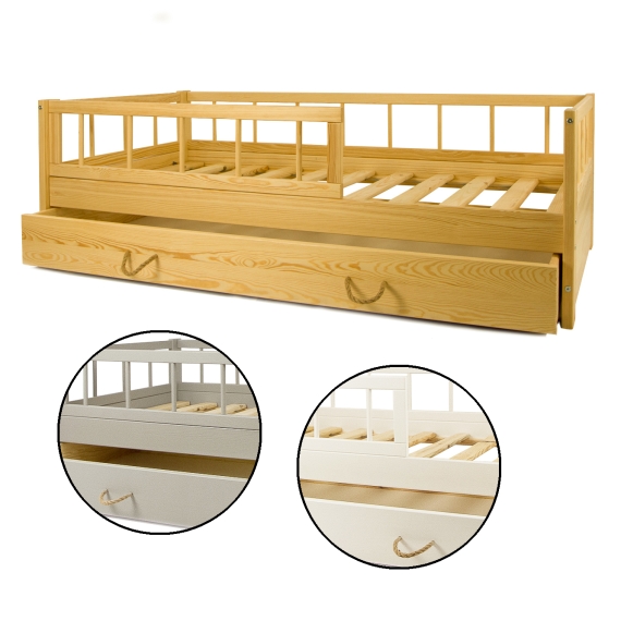 Wooden bed with the drawer, 160x80